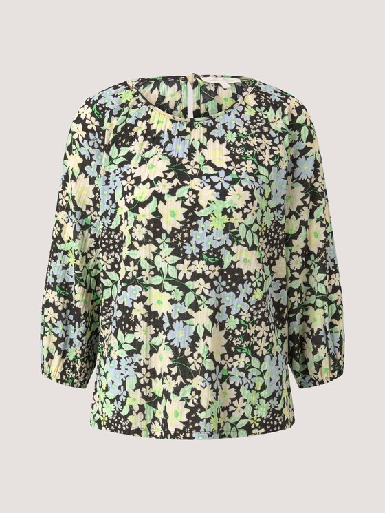 Gemustertes Shirt mit Ballonärmeln und Rippstruktur - Frauen - flower print Gemustertes Shirt mit Ballonärmeln und Rippstruktur - Frauen - flower print - 7 - TOM TAILOR Denim