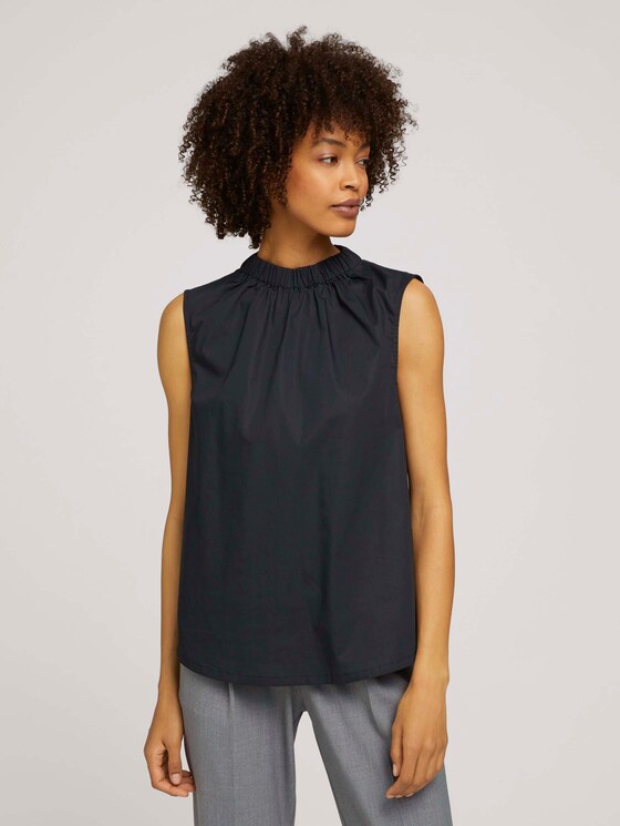 Top mit gerafftem Stehkragen - Frauen - deep black Top mit gerafftem Stehkragen - Frauen - deep black - 1 - Mine to five
