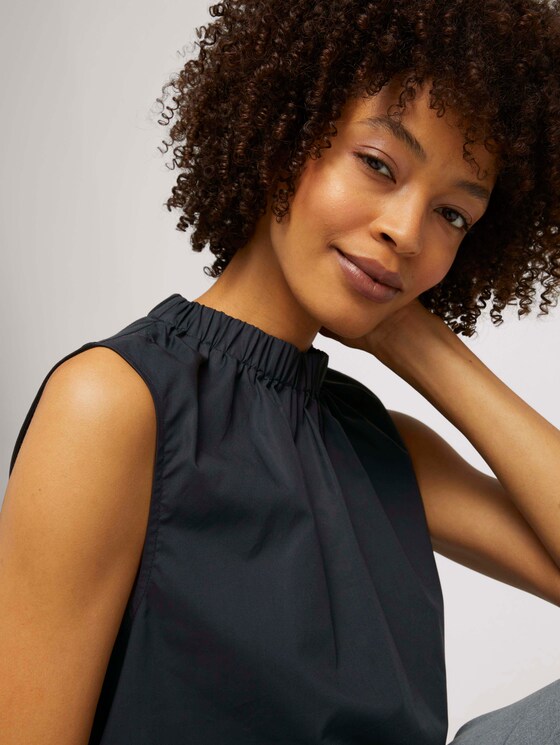 Top mit gerafftem Stehkragen - Frauen - deep black Top mit gerafftem Stehkragen - Frauen - deep black - 9 - Mine to five