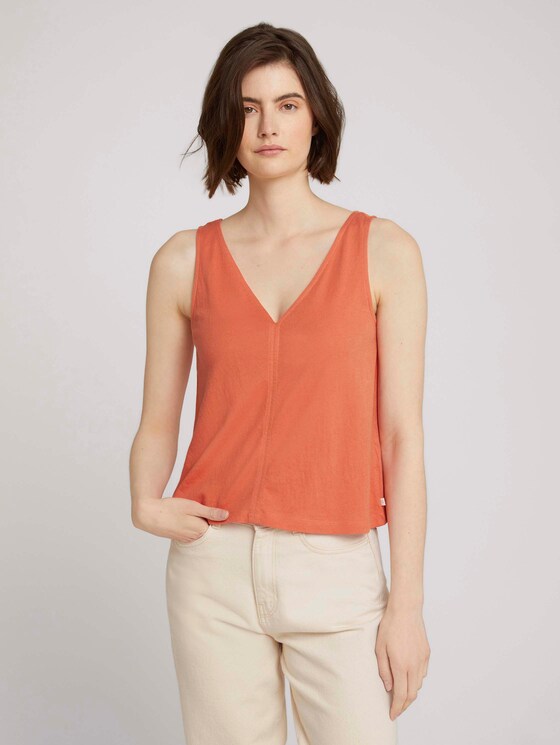 Top mit beidseitigem V-Ausschnitt - Frauen - sundown coral Top mit beidseitigem V-Ausschnitt - Frauen - sundown coral - 1 - TOM TAILOR Denim