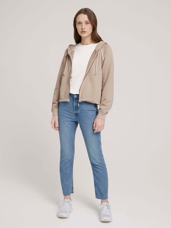 kurze Sweatjacke mit Bio-Baumwolle - Frauen - dune beige kurze Sweatjacke mit Bio-Baumwolle - Frauen - dune beige - 3 - TOM TAILOR Denim