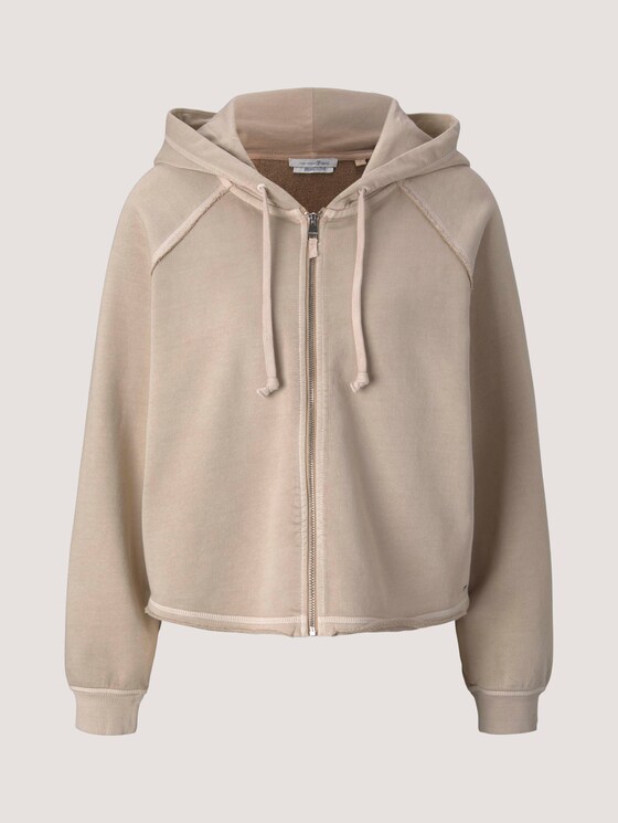 kurze Sweatjacke mit Bio-Baumwolle - Frauen - dune beige kurze Sweatjacke mit Bio-Baumwolle - Frauen - dune beige - 7 - TOM TAILOR Denim
