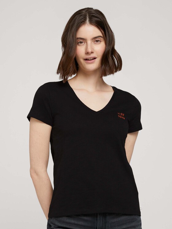 T-Shirt mit Bio-Baumwolle - Frauen - deep black T-Shirt mit Bio-Baumwolle - Frauen - deep black - 1 - TOM TAILOR Denim