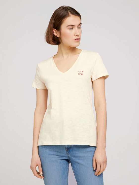 T-Shirt mit Bio-Baumwolle - Frauen - soft creme beige T-Shirt mit Bio-Baumwolle - Frauen - soft creme beige - 1 - TOM TAILOR Denim