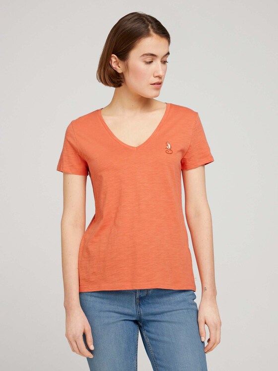 T-Shirt mit Bio-Baumwolle - Frauen - sundown coral T-Shirt mit Bio-Baumwolle - Frauen - sundown coral - 1 - TOM TAILOR Denim