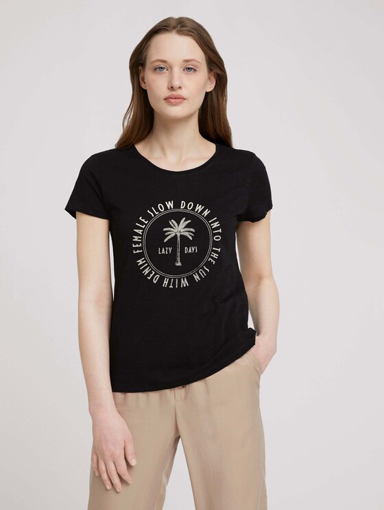 Print T-Shirt mit Bio-Baumwolle - Frauen - deep black Print T-Shirt mit Bio-Baumwolle - Frauen - deep black - 1 - TOM TAILOR Denim