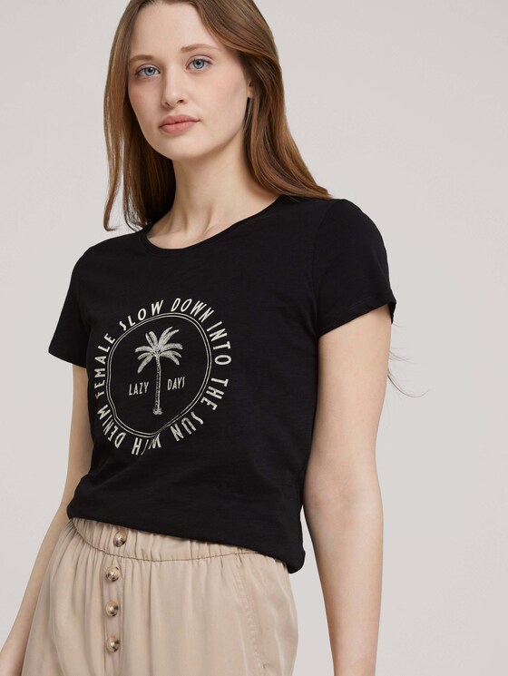 Print T-Shirt mit Bio-Baumwolle - Frauen - deep black Print T-Shirt mit Bio-Baumwolle - Frauen - deep black - 5 - TOM TAILOR Denim