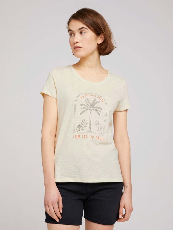 Print T-Shirt mit Bio-Baumwolle - Frauen - soft creme beige Print T-Shirt mit Bio-Baumwolle - Frauen - soft creme beige - 1 - TOM TAILOR Denim