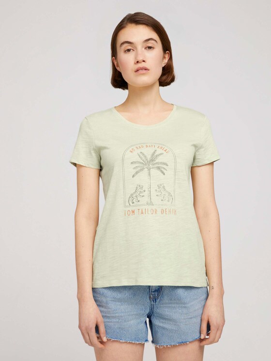 Print T-Shirt mit Bio-Baumwolle - Frauen - light dusty green Print T-Shirt mit Bio-Baumwolle - Frauen - light dusty green - 1 - TOM TAILOR Denim