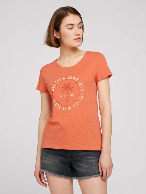 Print T-Shirt mit Bio-Baumwolle - Frauen - sundown coral Print T-Shirt mit Bio-Baumwolle - Frauen - sundown coral - 1 - TOM TAILOR Denim