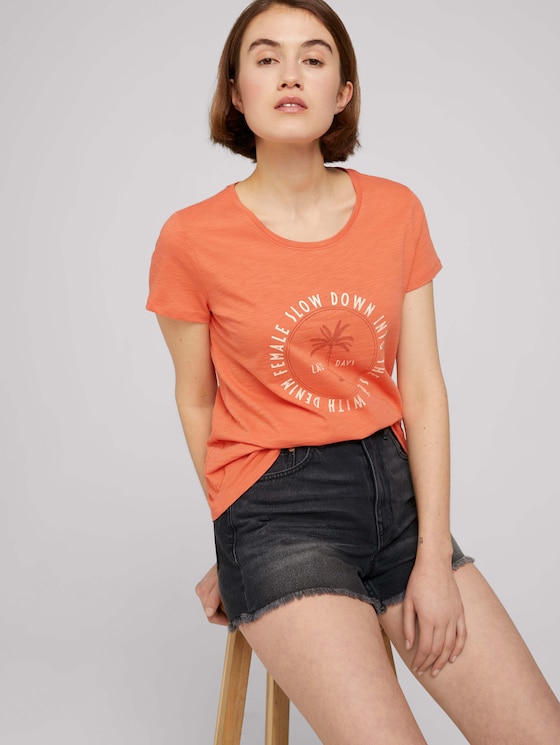 Print T-Shirt mit Bio-Baumwolle - Frauen - sundown coral Print T-Shirt mit Bio-Baumwolle - Frauen - sundown coral - 5 - TOM TAILOR Denim