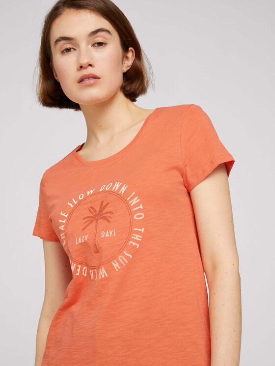Print T-Shirt mit Bio-Baumwolle - Frauen - sundown coral Print T-Shirt mit Bio-Baumwolle - Frauen - sundown coral - 9 - TOM TAILOR Denim