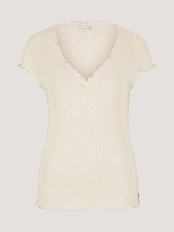 T-Shirt mit Wellensaumkante - Frauen - soft creme beige T-Shirt mit Wellensaumkante - Frauen - soft creme beige - 7 - TOM TAILOR Denim