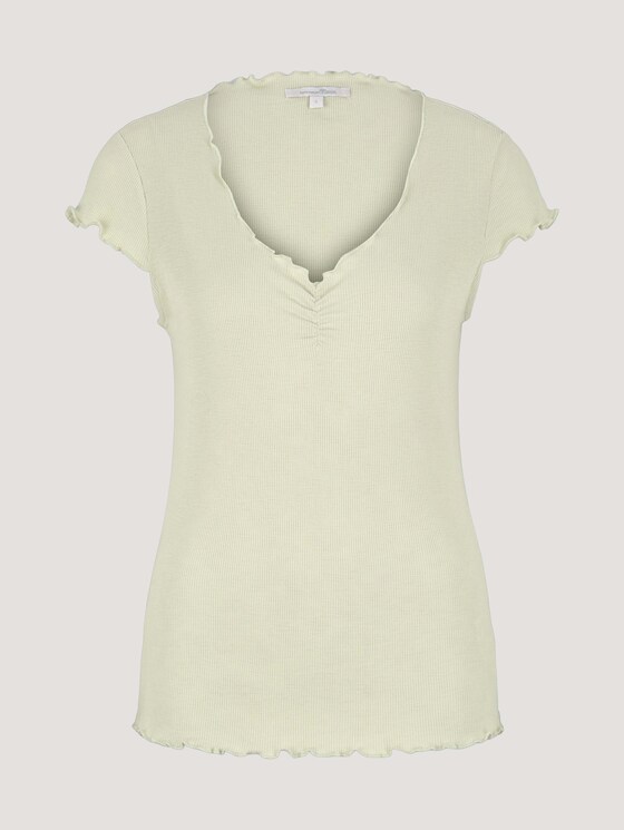 T-Shirt mit Wellensaumkante - Frauen - light dusty green T-Shirt mit Wellensaumkante - Frauen - light dusty green - 7 - TOM TAILOR Denim