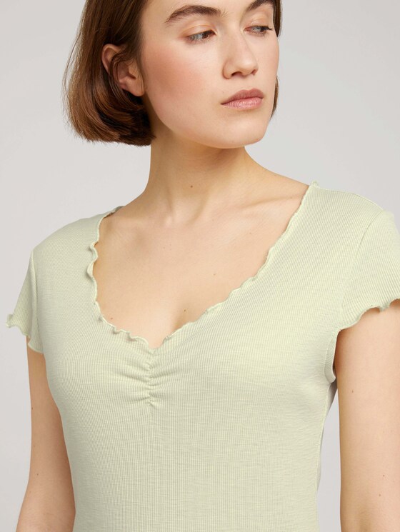 T-Shirt mit Wellensaumkante - Frauen - light dusty green T-Shirt mit Wellensaumkante - Frauen - light dusty green - 9 - TOM TAILOR Denim
