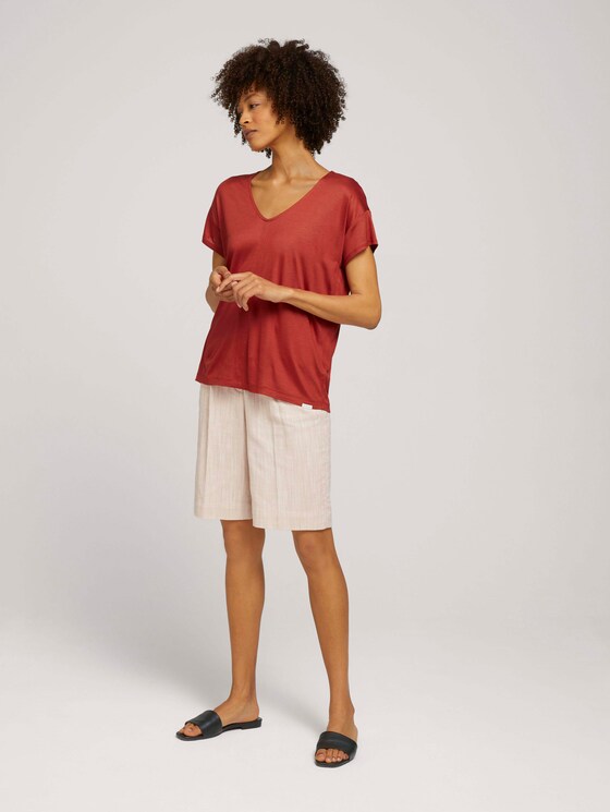T-Shirt mit V-Ausschnitt - Frauen - Rooibos Orange T-Shirt mit V-Ausschnitt - Frauen - Rooibos Orange - 3 - Mine to five