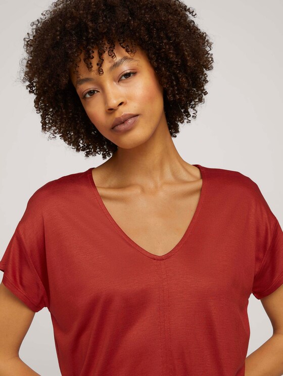 T-Shirt mit V-Ausschnitt - Frauen - Rooibos Orange T-Shirt mit V-Ausschnitt - Frauen - Rooibos Orange - 9 - Mine to five