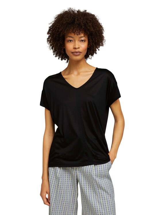 T-Shirt mit V-Ausschnitt - Frauen - deep black T-Shirt mit V-Ausschnitt - Frauen - deep black - 1 - Mine to five