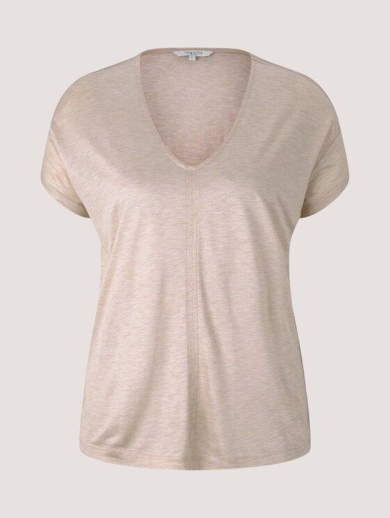T-Shirt mit V-Ausschnitt - Frauen - cream toffee melange T-Shirt mit V-Ausschnitt - Frauen - cream toffee melange - 7 - Mine to five
