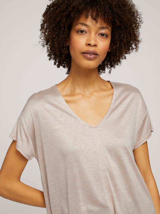 T-Shirt mit V-Ausschnitt - Frauen - cream toffee melange T-Shirt mit V-Ausschnitt - Frauen - cream toffee melange - 9 - Mine to five