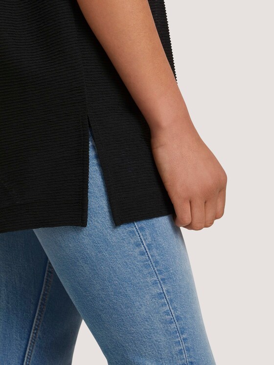 Langes T-Shirt mit Schlitzen - Frauen - deep black Langes T-Shirt mit Schlitzen - Frauen - deep black - 9 - TOM TAILOR Denim