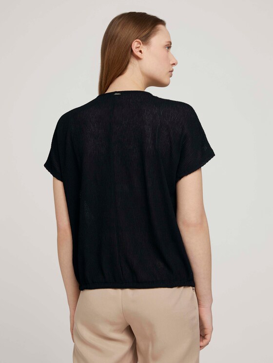 Strukturiertes T-Shirt mit Tunnelzug - Frauen - deep black Strukturiertes T-Shirt mit Tunnelzug - Frauen - deep black - 2 - TOM TAILOR Denim