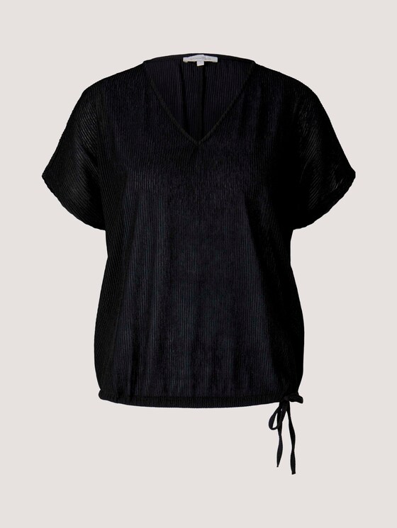 Strukturiertes T-Shirt mit Tunnelzug - Frauen - deep black Strukturiertes T-Shirt mit Tunnelzug - Frauen - deep black - 7 - TOM TAILOR Denim