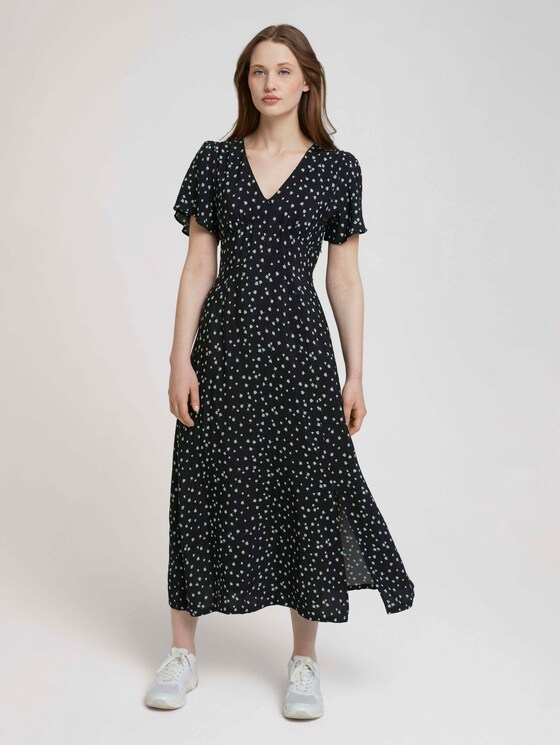 gemustertes Midikleid - Frauen - black minimal flower print gemustertes Midikleid - Frauen - black minimal flower print - 1 - TOM TAILOR Denim