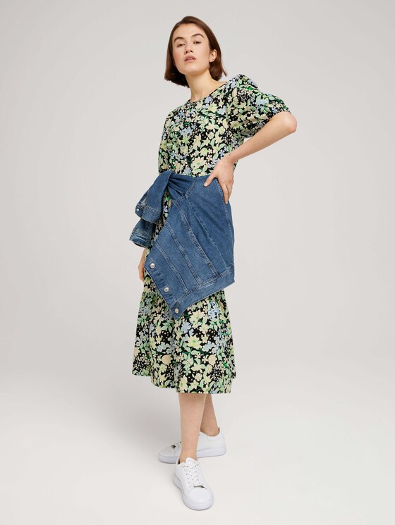 Volant Midikleid mit Bio-Baumwolle - Frauen - flower print Volant Midikleid mit Bio-Baumwolle - Frauen - flower print - 3 - TOM TAILOR Denim