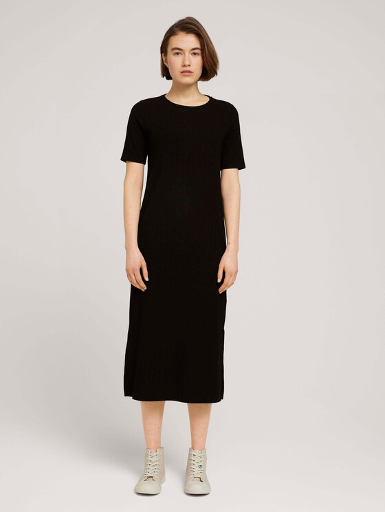 Midikleid mit Rippstruktur - Frauen - deep black Midikleid mit Rippstruktur - Frauen - deep black - 1 - TOM TAILOR Denim