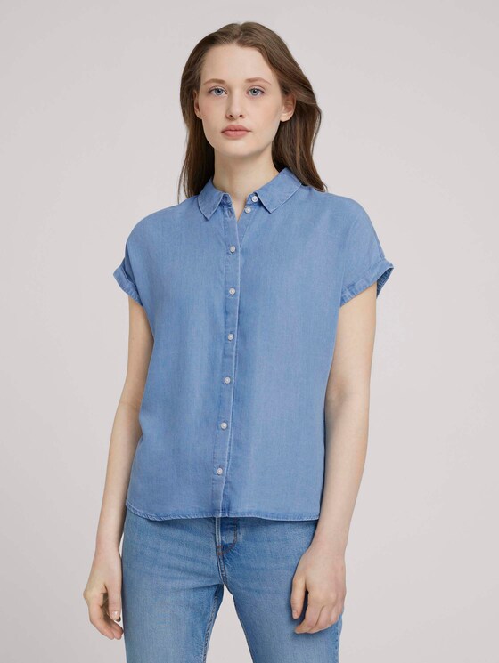 Jeansbluse mit TENCEL™ - Frauen - Used Light Stone Blue Denim Jeansbluse mit TENCEL™ - Frauen - Used Light Stone Blue Denim - 1 - TOM TAILOR Denim