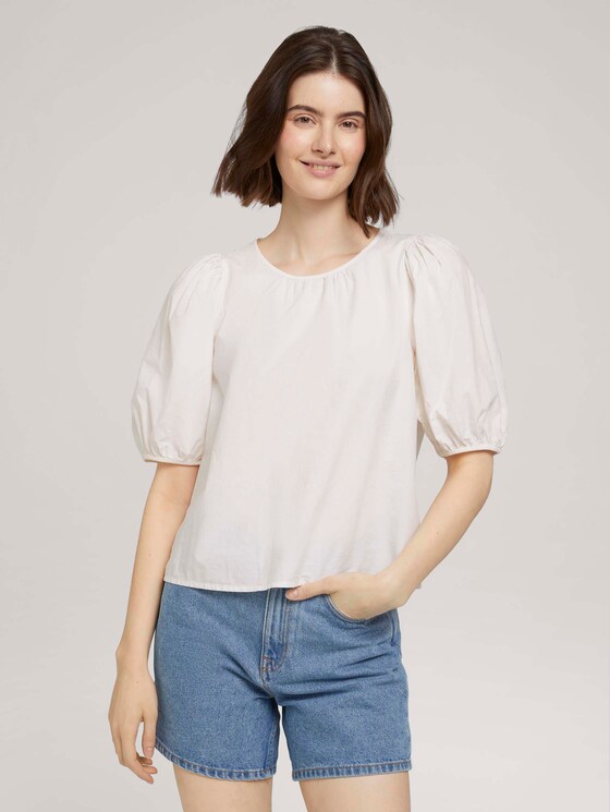 Ballonärmel Bluse mit Bio-Baumwolle - Frauen - Gardenia White Ballonärmel Bluse mit Bio-Baumwolle - Frauen - Gardenia White - 1 - TOM TAILOR Denim