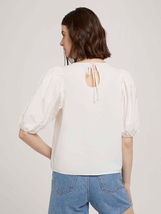 Ballonärmel Bluse mit Bio-Baumwolle - Frauen - Gardenia White Ballonärmel Bluse mit Bio-Baumwolle - Frauen - Gardenia White - 2 - TOM TAILOR Denim