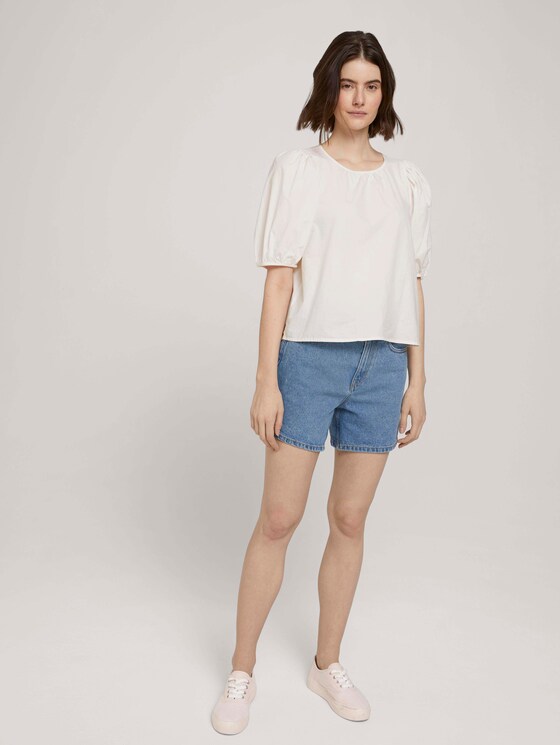 Ballonärmel Bluse mit Bio-Baumwolle - Frauen - Gardenia White Ballonärmel Bluse mit Bio-Baumwolle - Frauen - Gardenia White - 3 - TOM TAILOR Denim