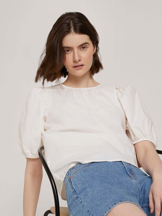 Ballonärmel Bluse mit Bio-Baumwolle - Frauen - Gardenia White Ballonärmel Bluse mit Bio-Baumwolle - Frauen - Gardenia White - 5 - TOM TAILOR Denim