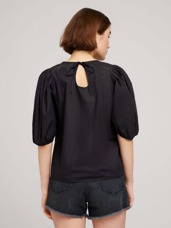 Ballonärmel Bluse mit Bio-Baumwolle - Frauen - deep black Ballonärmel Bluse mit Bio-Baumwolle - Frauen - deep black - 2 - TOM TAILOR Denim