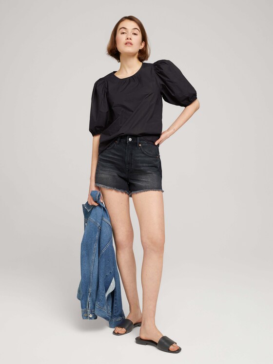 Ballonärmel Bluse mit Bio-Baumwolle - Frauen - deep black Ballonärmel Bluse mit Bio-Baumwolle - Frauen - deep black - 3 - TOM TAILOR Denim