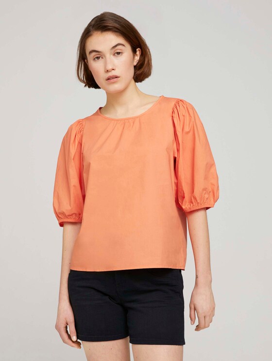 Ballonärmel Bluse mit Bio-Baumwolle - Frauen - sundown coral Ballonärmel Bluse mit Bio-Baumwolle - Frauen - sundown coral - 1 - TOM TAILOR Denim