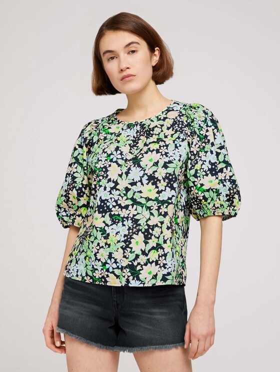 Ballonärmel Bluse mit Bio-Baumwolle - Frauen - flower print Ballonärmel Bluse mit Bio-Baumwolle - Frauen - flower print - 1 - TOM TAILOR Denim
