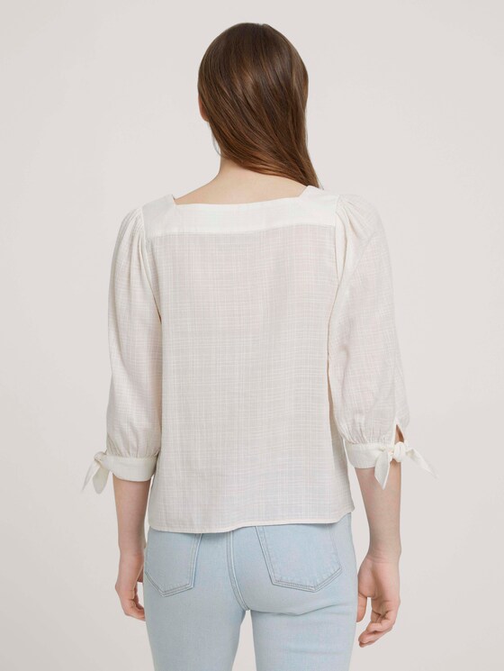 Carree-Ausschnitt Bluse mit Bio-Baumwolle - Frauen - Gardenia White Carree-Ausschnitt Bluse mit Bio-Baumwolle - Frauen - Gardenia White - 2 - TOM TAILOR Denim