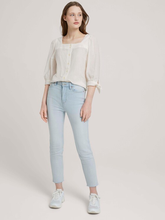 Carree-Ausschnitt Bluse mit Bio-Baumwolle - Frauen - Gardenia White Carree-Ausschnitt Bluse mit Bio-Baumwolle - Frauen - Gardenia White - 3 - TOM TAILOR Denim