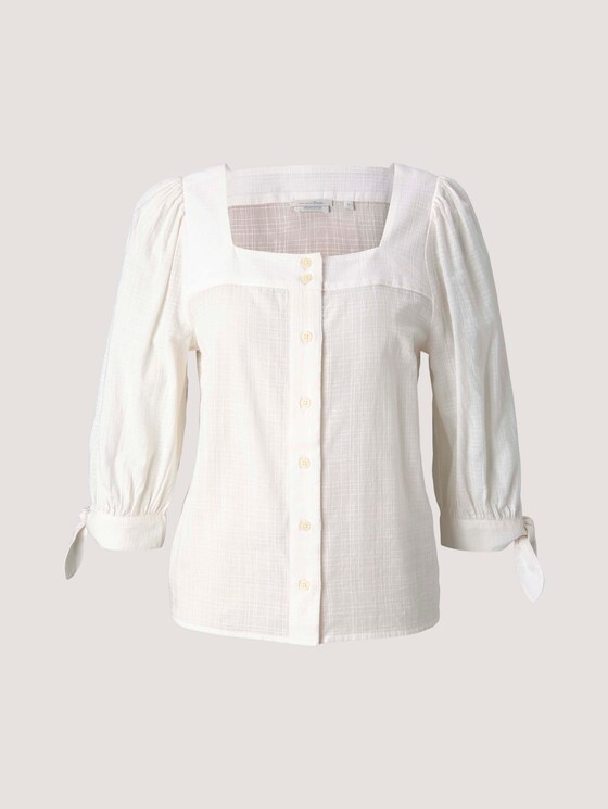 Carree-Ausschnitt Bluse mit Bio-Baumwolle - Frauen - Gardenia White Carree-Ausschnitt Bluse mit Bio-Baumwolle - Frauen - Gardenia White - 7 - TOM TAILOR Denim