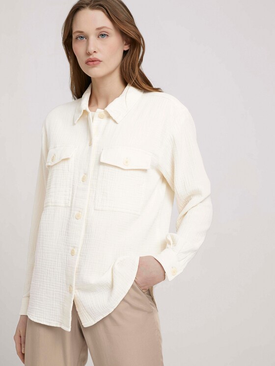 Strukturiertes Überhemd - Frauen - soft creme beige Strukturiertes Überhemd - Frauen - soft creme beige - 5 - TOM TAILOR Denim