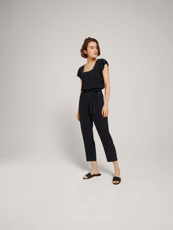 Jumpsuit mit Bindegürtel - Frauen - deep black Jumpsuit mit Bindegürtel - Frauen - deep black - 1 - TOM TAILOR Denim