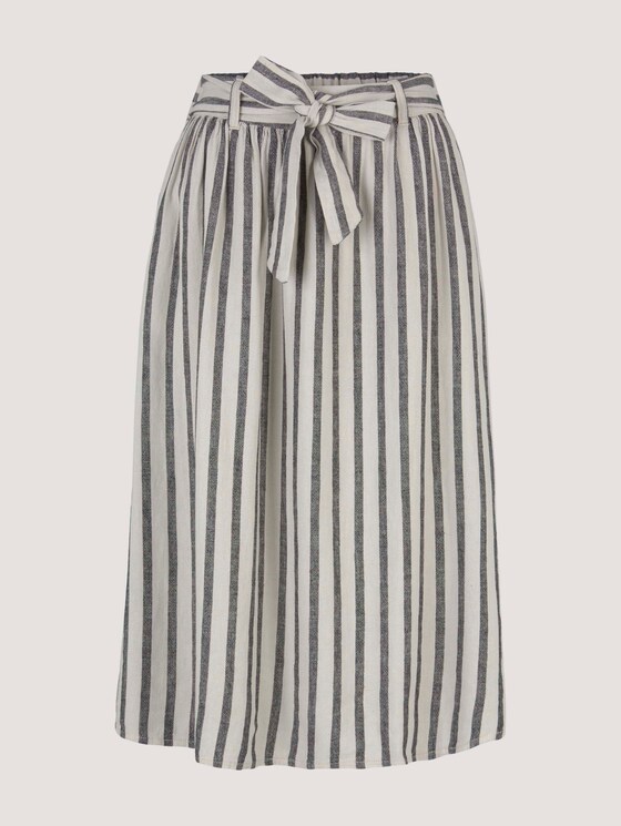 Leinen Midirock mit Bindegürtel - Frauen - black beige stripe Leinen Midirock mit Bindegürtel - Frauen - black beige stripe - 7 - TOM TAILOR Denim