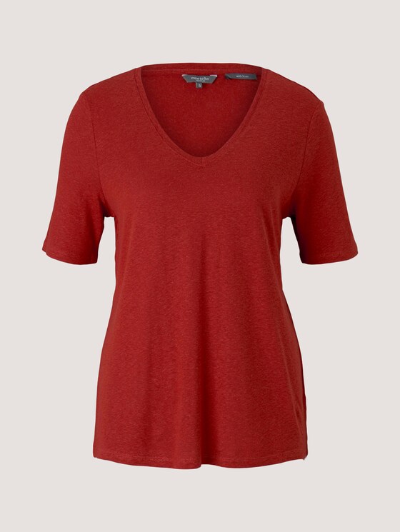 Leinen T-Shirt mit V-Ausschnitt - Frauen - Rooibos Orange Leinen T-Shirt mit V-Ausschnitt - Frauen - Rooibos Orange - 7 - Mine to five