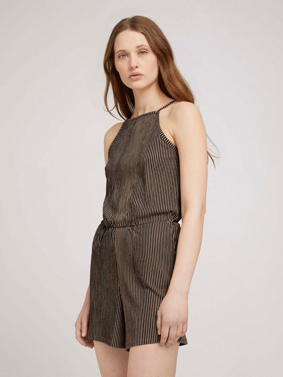 Kurzer Overall mit Streifen - Frauen - black beige structured stripe Kurzer Overall mit Streifen - Frauen - black beige structured stripe - 3 - TOM TAILOR Denim