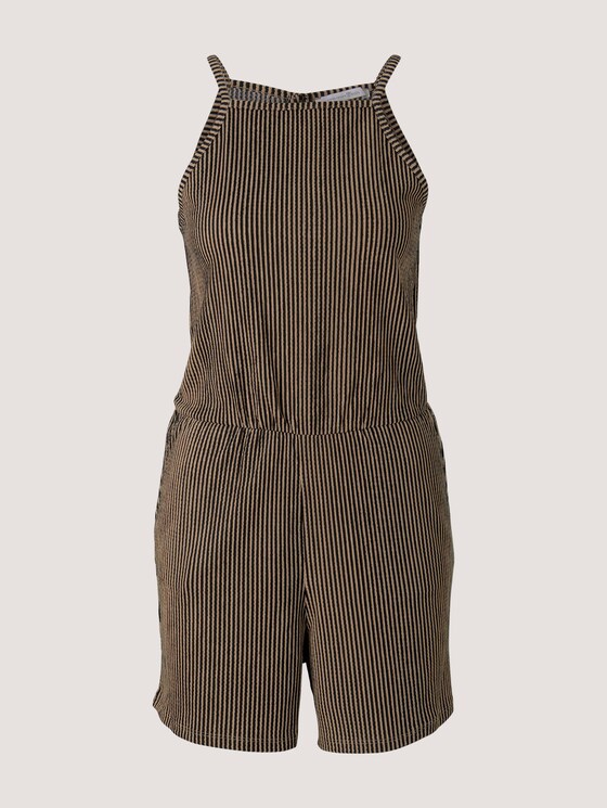Kurzer Overall mit Streifen - Frauen - black beige structured stripe Kurzer Overall mit Streifen - Frauen - black beige structured stripe - 7 - TOM TAILOR Denim