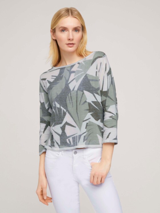7/8 Arm Pullover mit Palmen Print - Frauen - green botanical design 7/8 Arm Pullover mit Palmen Print - Frauen - green botanical design - 1 - TOM TAILOR