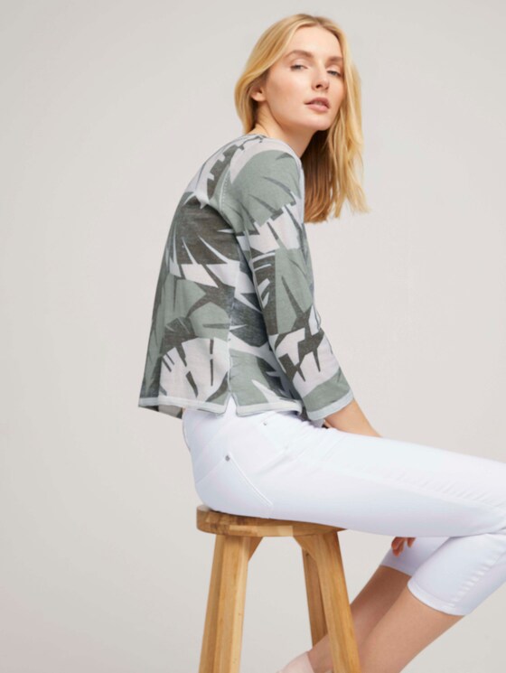 7/8 Arm Pullover mit Palmen Print - Frauen - green botanical design 7/8 Arm Pullover mit Palmen Print - Frauen - green botanical design - 5 - TOM TAILOR